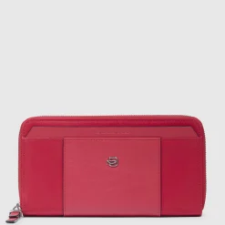 Portefeuille femme zippé à quatre soufflets