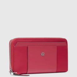 Portefeuille femme zippé à quatre soufflets