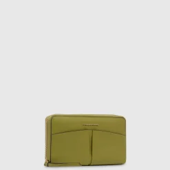 Portefeuille femme zippé à quatre soufflets