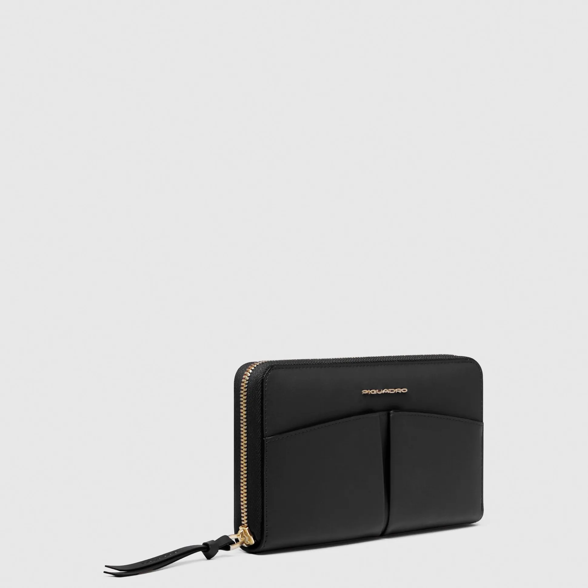 Portefeuille femme zippé à quatre soufflets