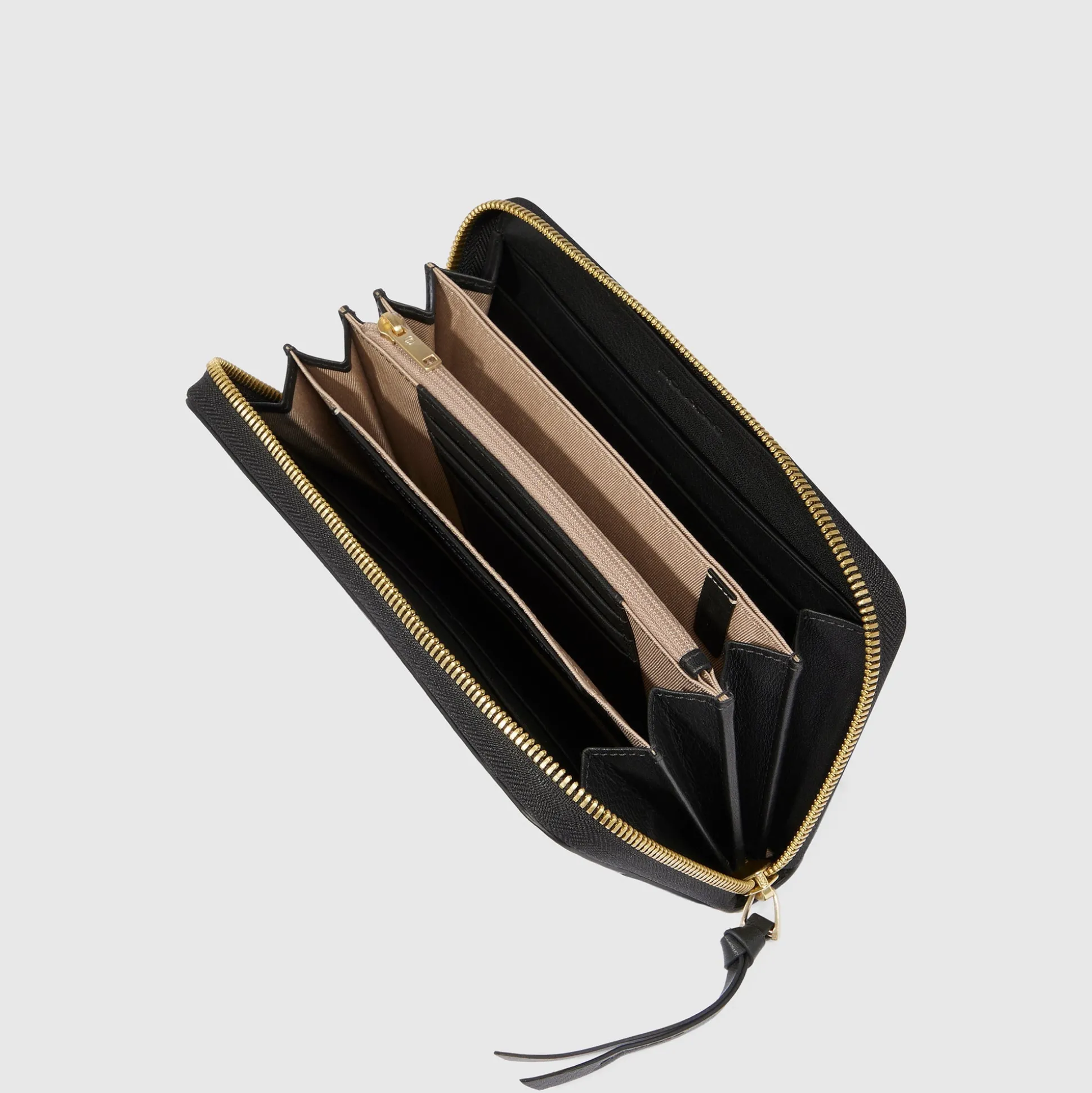Portefeuille femme zippé à quatre soufflets